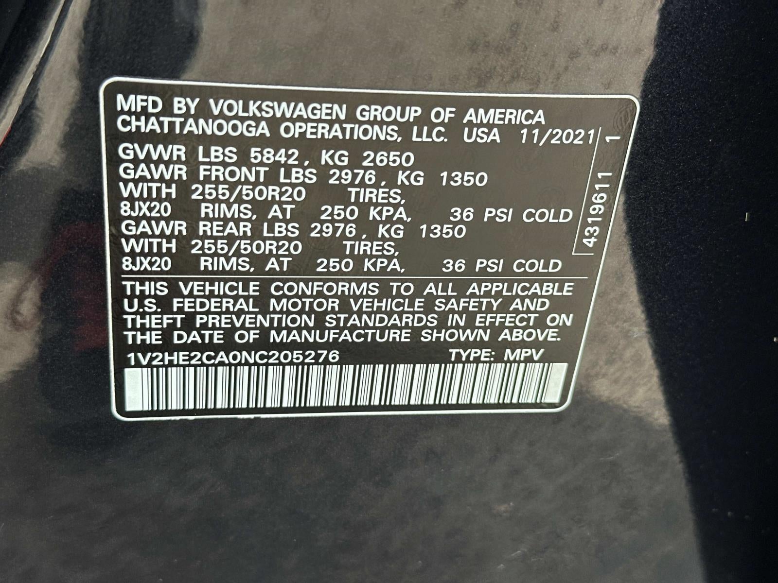 2022 Volkswagen Atlas Cross Sport 3.6L V6 SE w/Technology 4MOTION