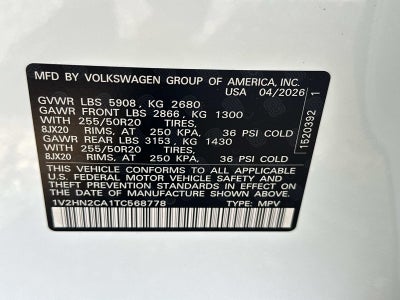 2026 Volkswagen Atlas 2.0T SE W/TECHNOLOGY