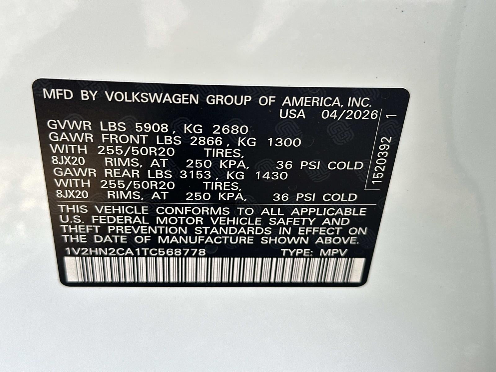2026 Volkswagen Atlas 2.0T SE W/TECHNOLOGY