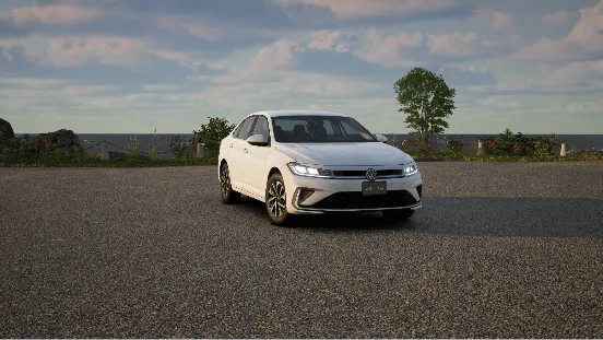 White Volkswagen Jetta parked on ground