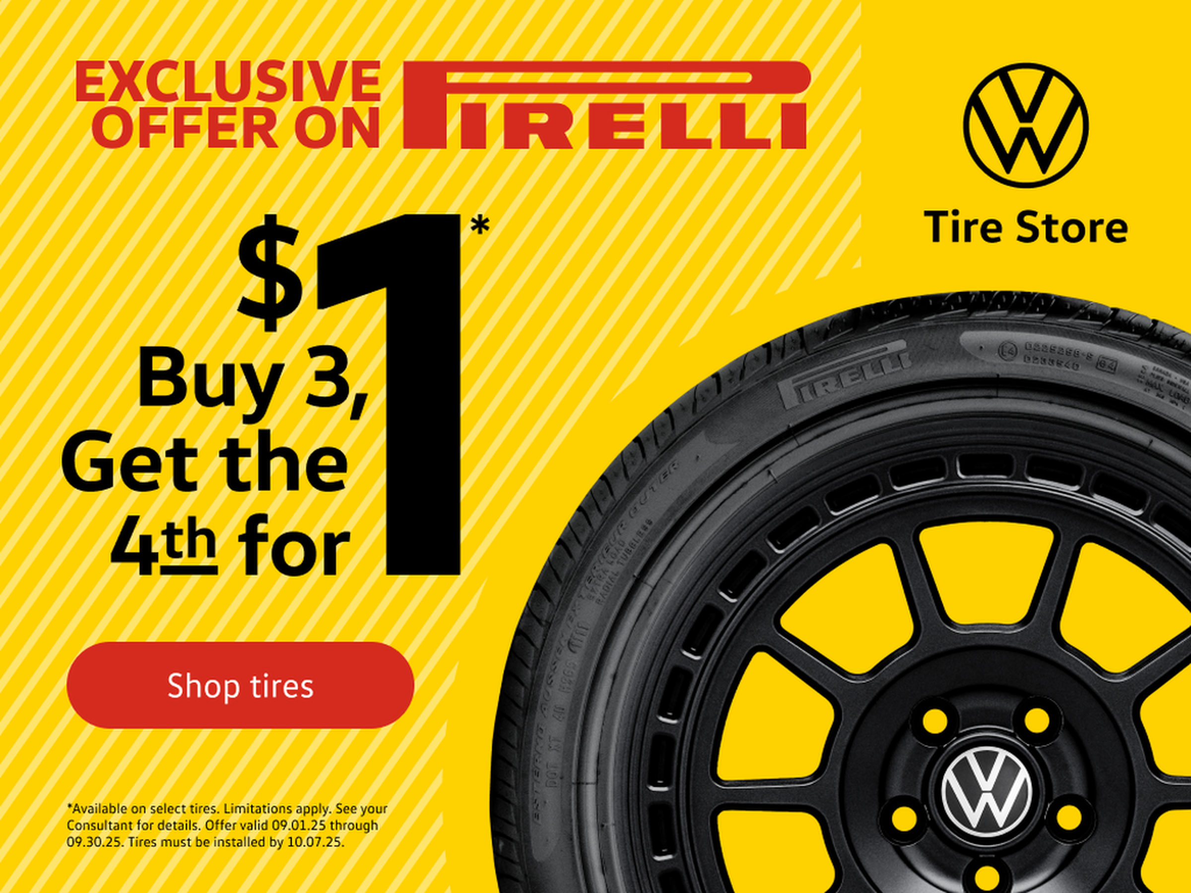 Buty 3 get the 4th for $1at Mike Savoie Volkswagen of Troy in Troy MI